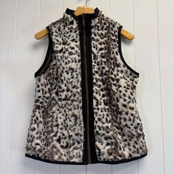Unbranded Womens Boho Mob Wife Leopard Faux Fur Reversible Vest Size M/L Cozy - Picture 1 of 11